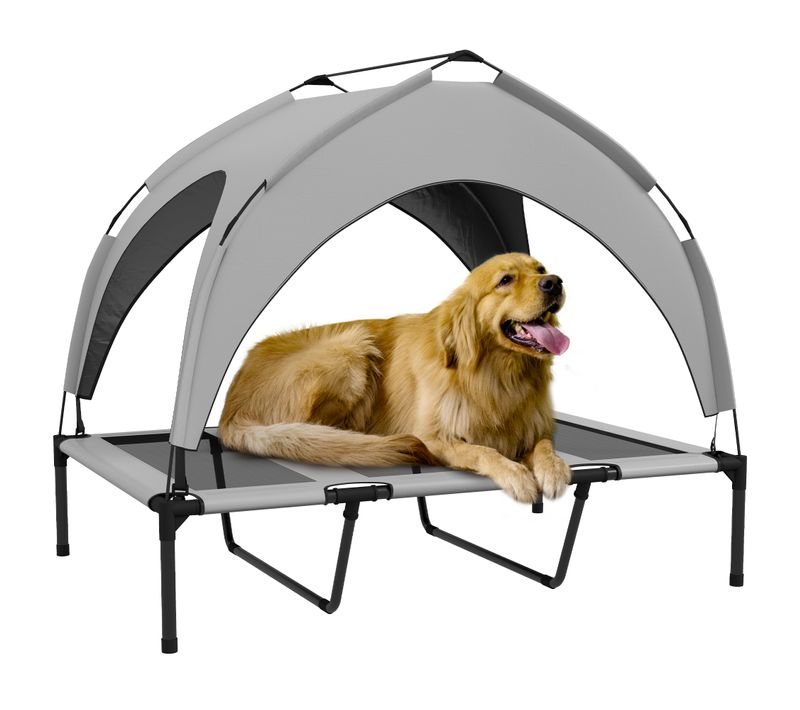 Lit Chien Sur Pied Avec Voile Ombrage Et Sac De Transport