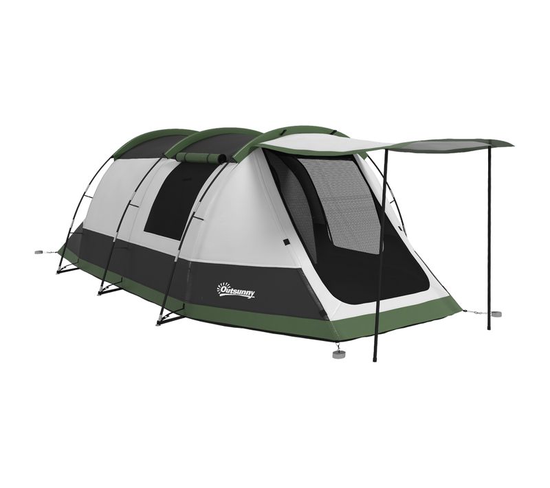 Tente De Camping 3-4 Pers. Étanchéité 2000 Mm Sac Gris