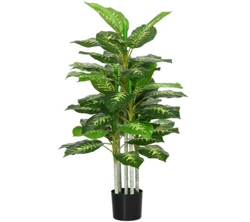 Plante Artificielle Calathea H. 120 Cm Feuilles Réalistes Pot Inclus