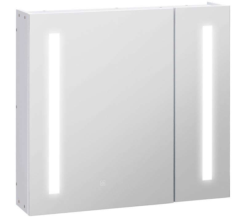 Armoire De Toilette Miroir Lumineux LED 2 Portes 3 Niv. Blanc