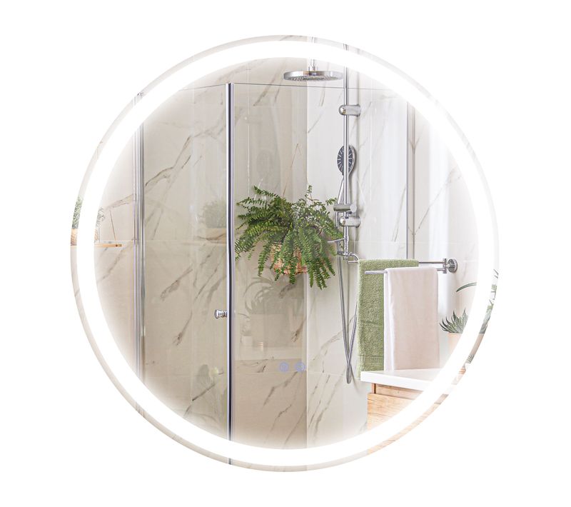 Miroir Rond Lumineux LED De Salle De Bain 23 W Ø 70 Cm Tactile Antibuée Blanc Argent
