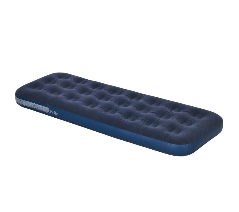 Matelas Gonflable 1 Place Avec Gonfleur Manuel Surface Floquée Bleu