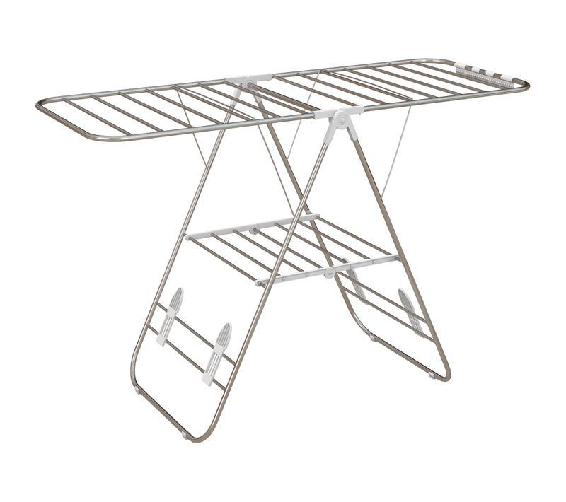 Etendoir à Linge Pliable Sur Pied - 2 Niveaux Ajustables - Acier