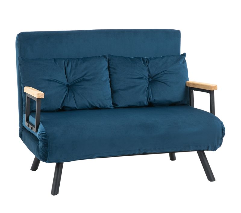 Canapé Convertible 2 Places Réglable 2 Coussins Revêtement Effet Velours