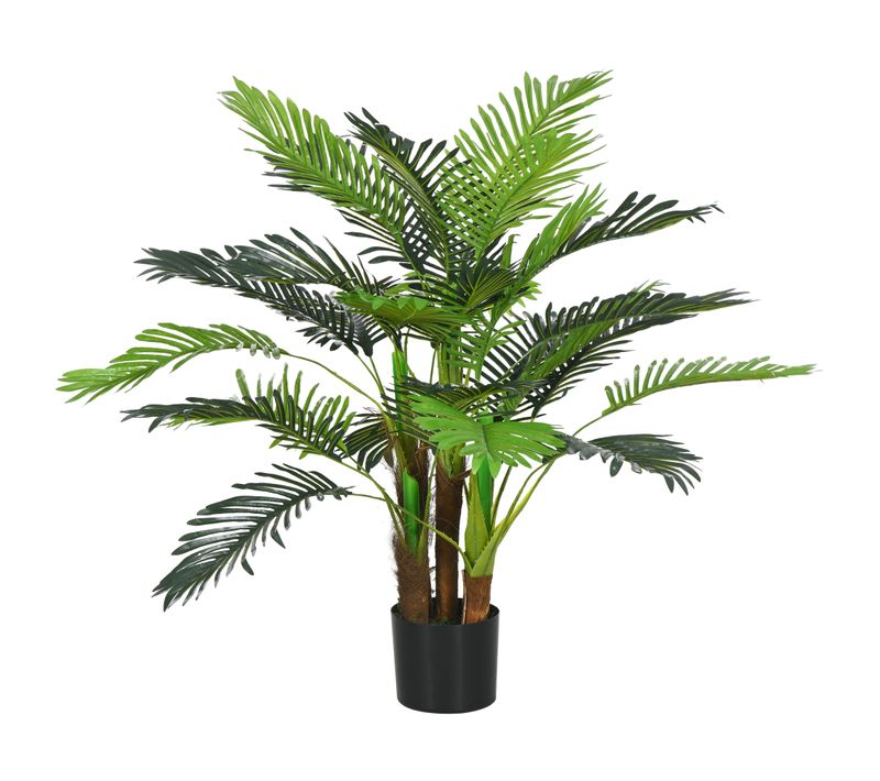 Palmier Artificiel H.1 M Troncs Branches Lichen Feuilles Grand Réalisme Pot Inclus