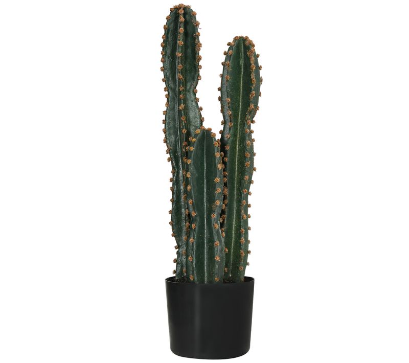 Cactus Artificiel Grand Réalisme 3 Pieds Dim. D. 17 X 60h Cm Pot Inclus Vert