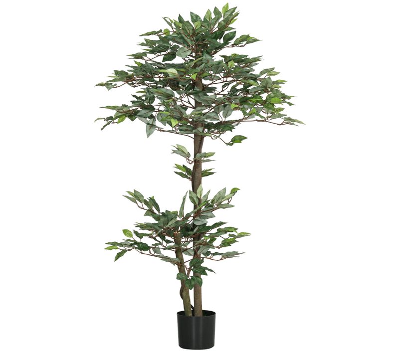 Plante Artificielle Ficus H.1,5 M Troncs Branches Liane Lichen Feuilles Grand Réalisme Pot Inclus
