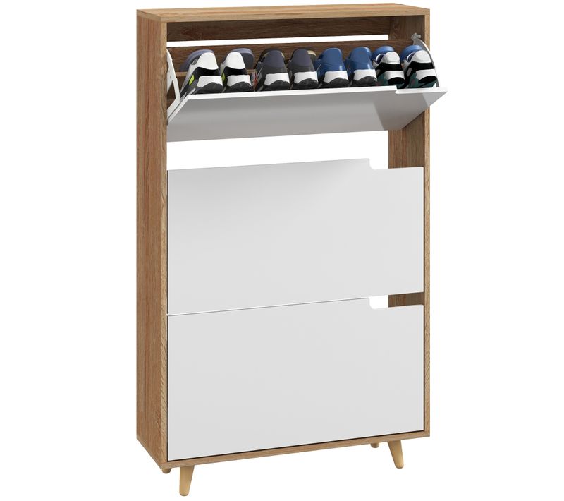 Meuble à Chaussures Design Scandinave 3 Portes Abattantes