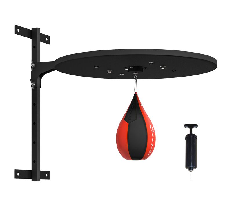 Punching Ball Poire De Vitesse Boxe Avec Support Plateau Tournant Pompe Rouge Noir