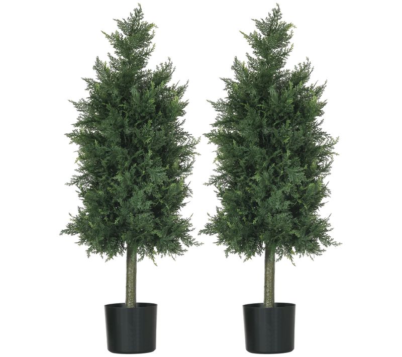 Lot De 2 Plantes Artificielles Sapins Cèdre