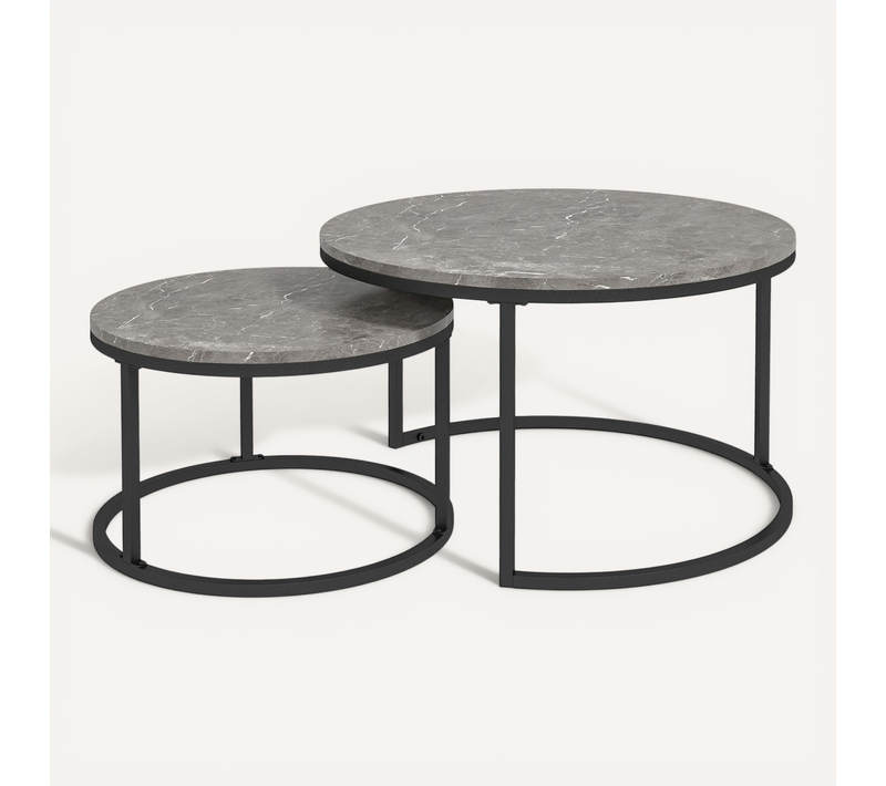 Lot De 2 Tables Basses Rondes Gigognes Empilables