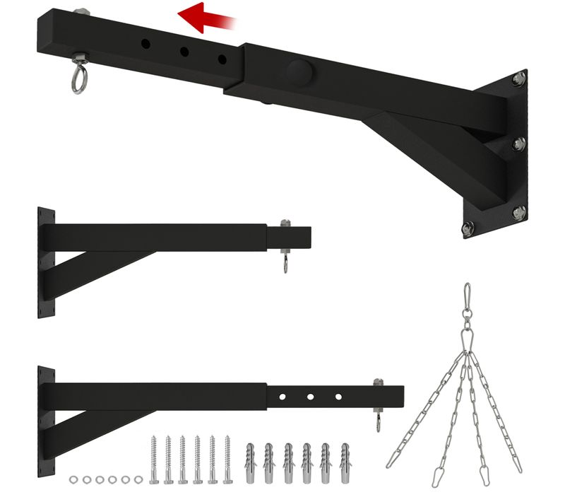 Support Sac De Boxe Fixation Sac De Frappe Réglable Charge Max. 60 Kg Acier Noir