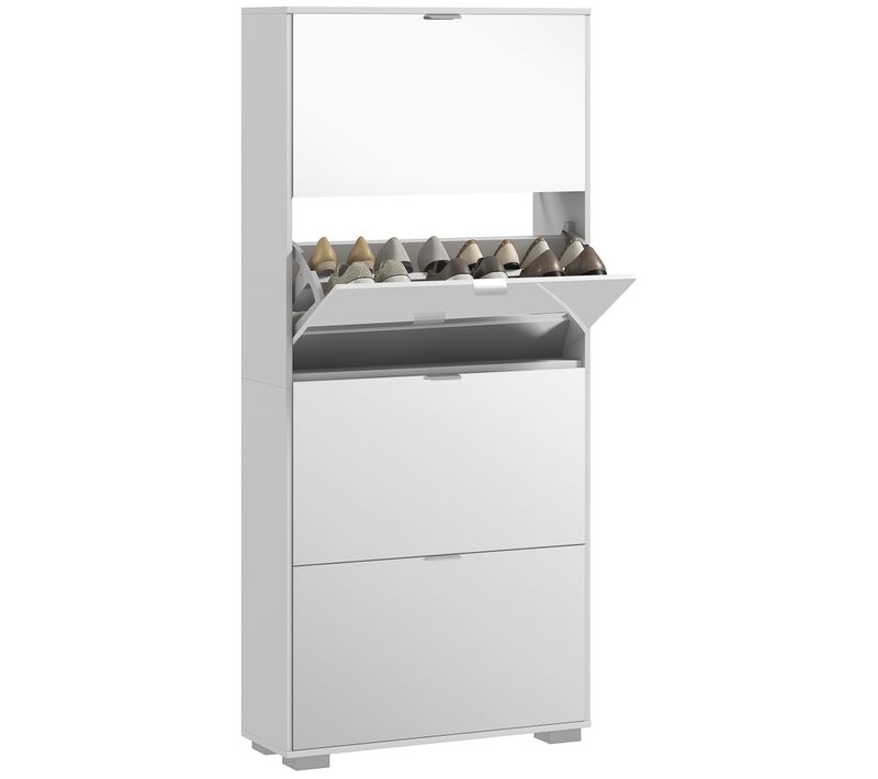 Meuble à Chaussures Grand Miroir 2 En 1 - 4 Portes