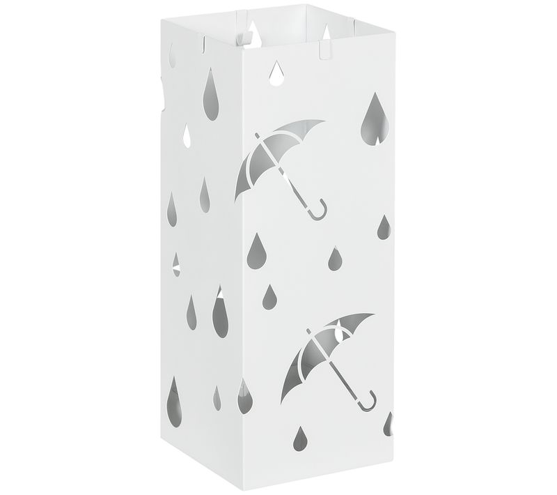 Porte-parapluie Design - H. 41 Cm - 4 Crochets, Bac à Eau - Acier