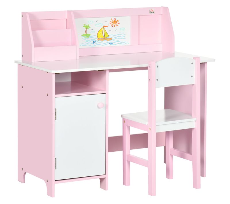 Ensemble Table Et Chaise Pour Enfant Rose Avec Tableau Blanc