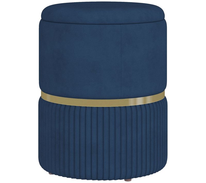 Pouf Repose-pied Tabouret Design Avec Coffre De Rangement Velours Côtelé Acier Brossé Doré