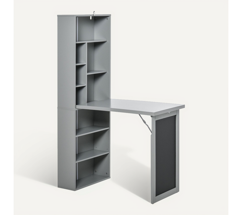 Bureau Mural Pliable Bibliothèque Avec Tableau Craie Intégré