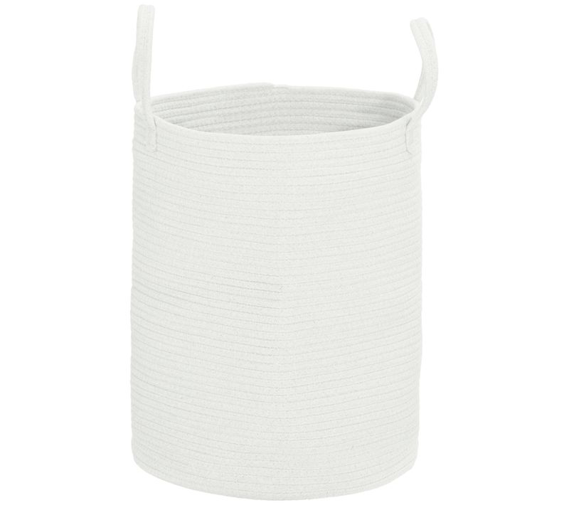 Panier à Linge 36l Corbeille à Linge Pliable Portable En Coton 2 Poignées Blanc Crème