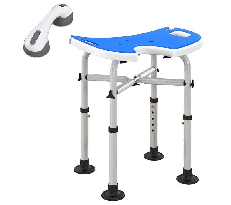 Tabouret De Douche Réglable Avec Barre D'appui Ventouse Alu Hdpe