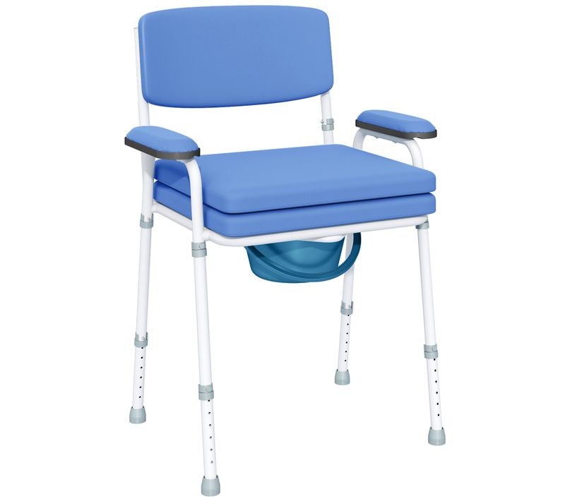 Chaise Percée Réglable - Seau Amovible, Coussin, Accoudoirs