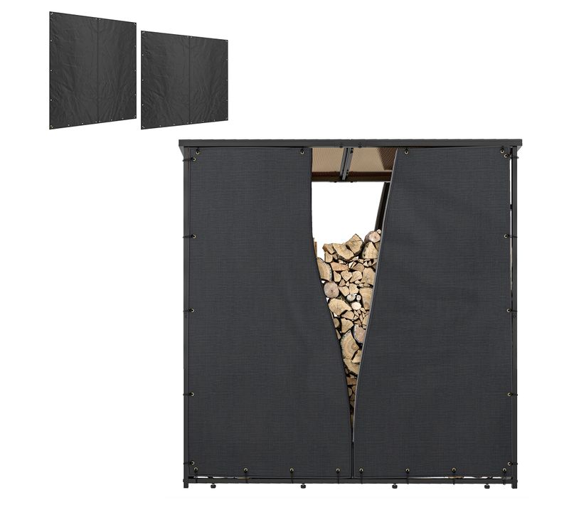 Lot De 2 Housses Imperméables Pour Abri De Bois De Chauffage Noir