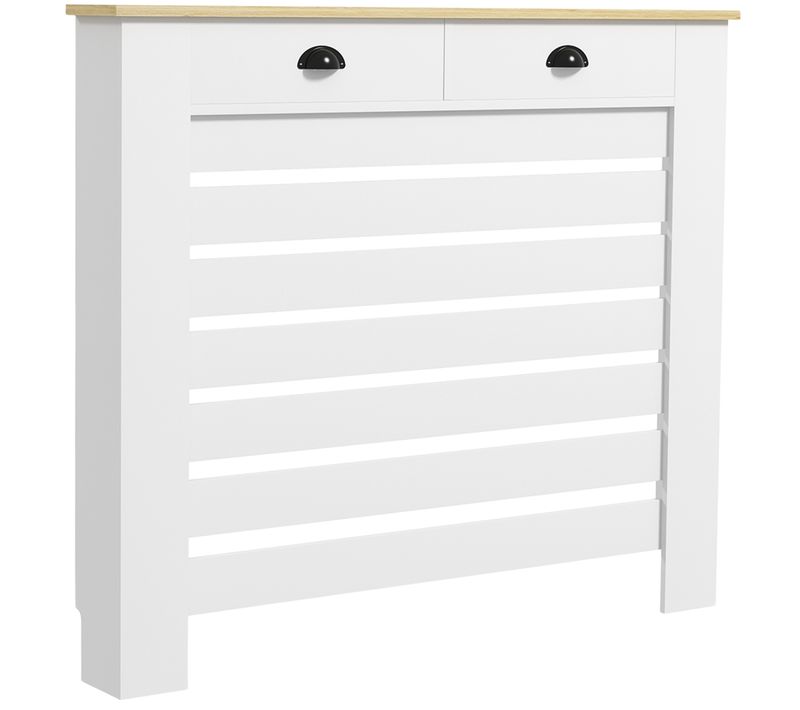 Cache-radiateur Design Panneau Avec 2 Tiroirs Effet Bois