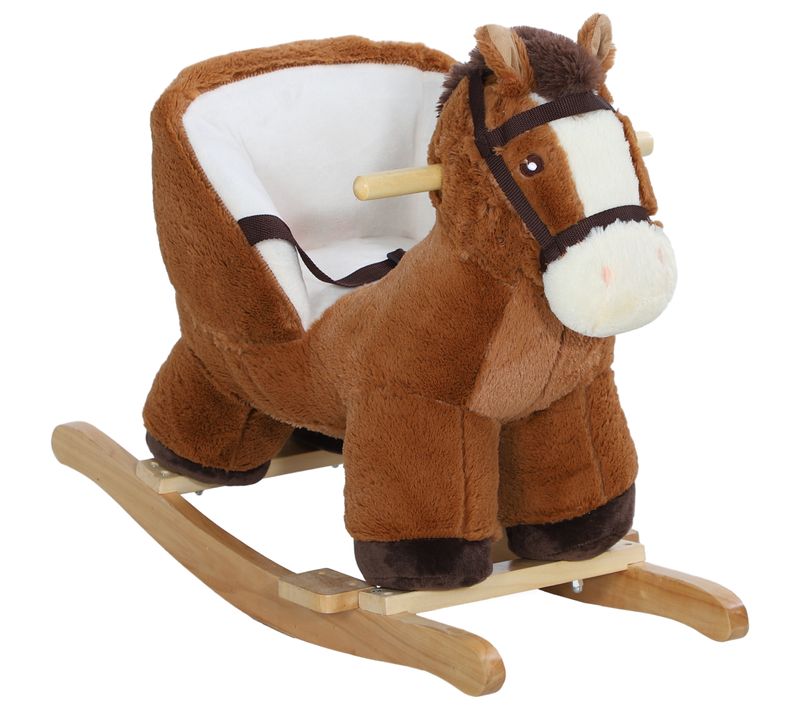 Jouet à Bascule Cheval Pour Enfant +18 Mois Effet Sonore Ceinture Marron