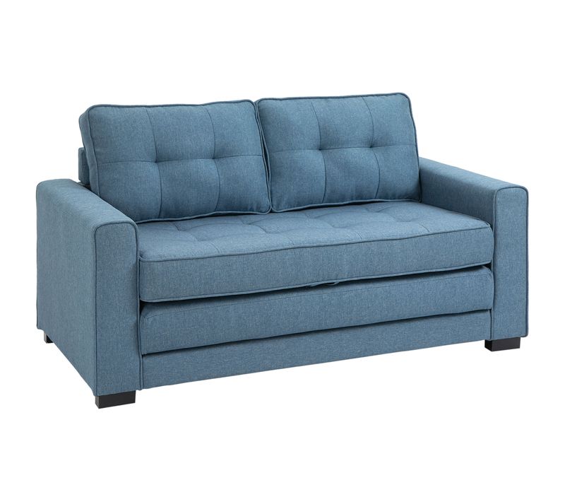 Canapé Convertible 2 Places Design Contemporain Tissu Bleu