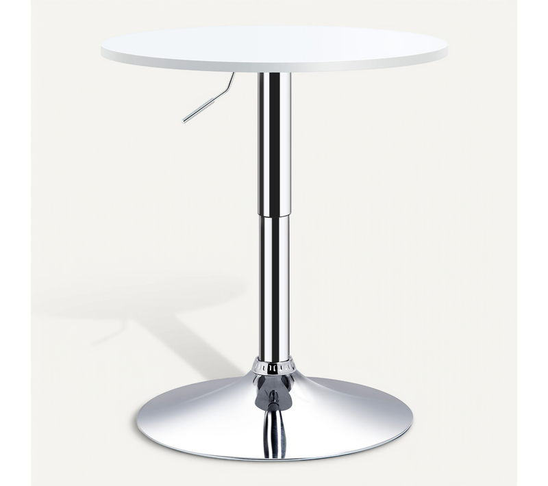 Table De Bar Ronde Mange-debout Hauteur Réglable Métal Chromé Mdf Blanc