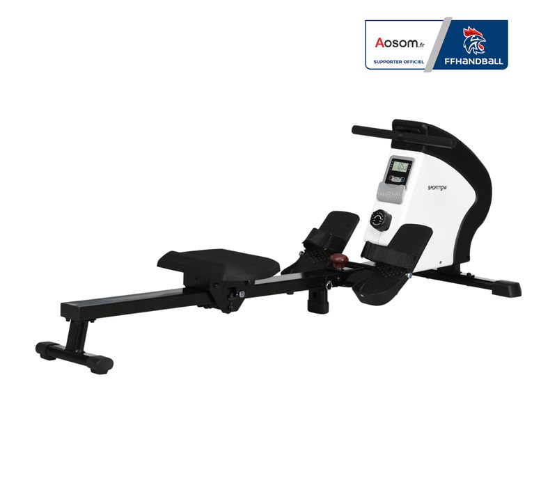 Rameur D'appartement Magnétique Pliable - Aosom.fr X Ffhandball - Noir Blanc
