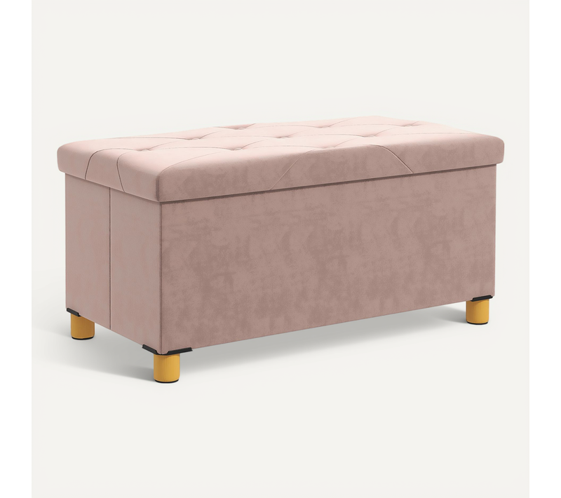 Banc Coffre Style Chesterfield Effet Capitonné Bois Velours