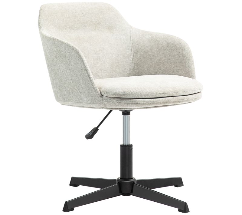 Chaise De Bureau Enveloppante Design Acier Noir Tissu Beige