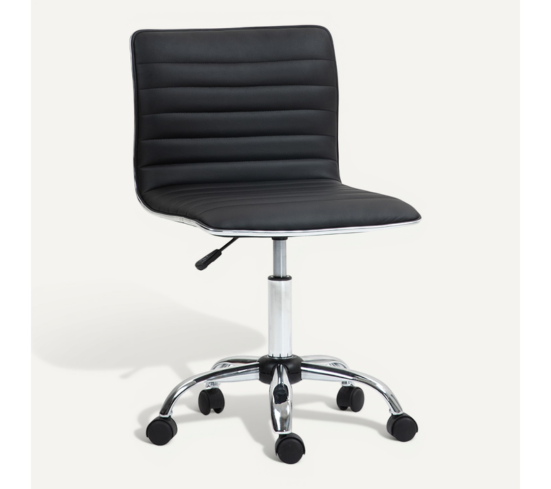 Chaise De Bureau Design Style Chesterfield Acier Chromé Noir