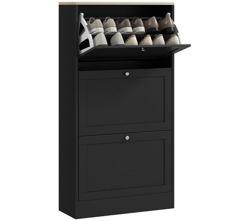 Meuble à Chaussures 3 Portes Battantes Style Classique Chic