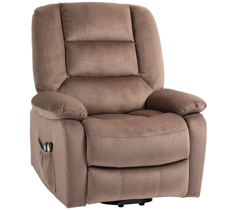 Fauteuil Releveur Massant Chauffant Inclinable Effet Velours Marron