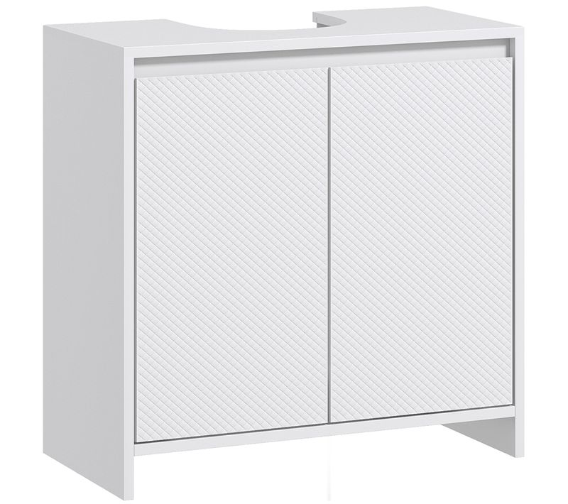 Meuble Sous Vasque Design Contemporain 2 Portes Étagère Blanc