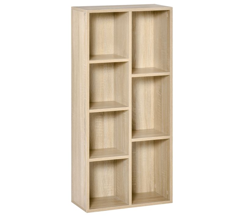 Bibliothèque Étagère Cube 7 Compartiments 50l X 24p X 106h Cm Bois Naturel