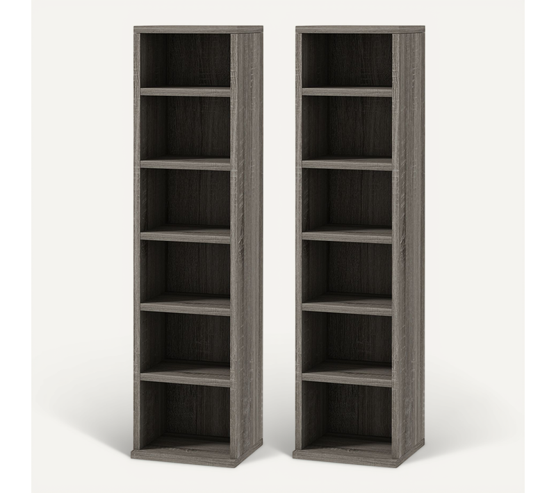 Lot De 2 étagères Colonnes Rangement Max. 204 Cd Gris