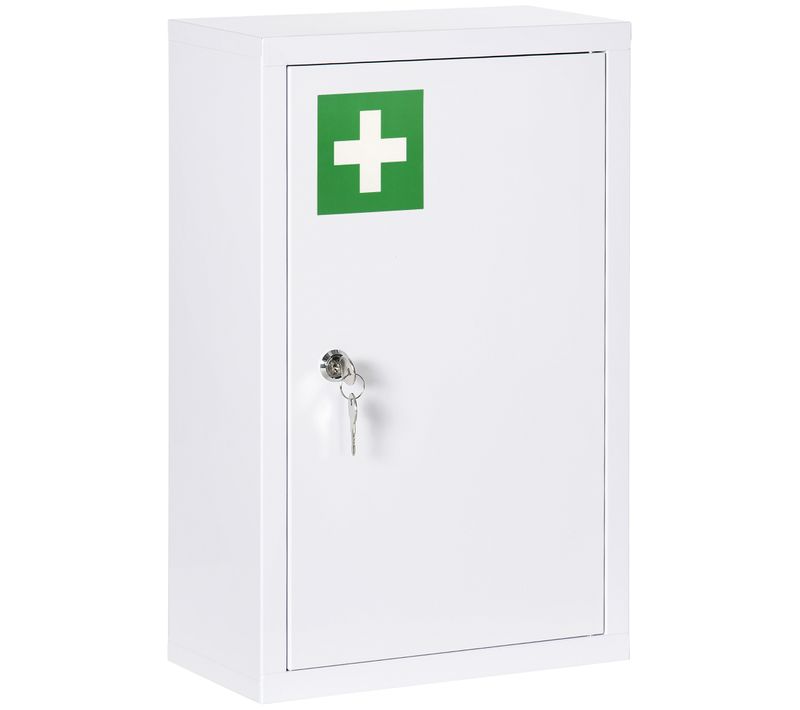 Armoire à Pharmacie Verrouillable 3 Niv. 2 Clés Acier Blanc