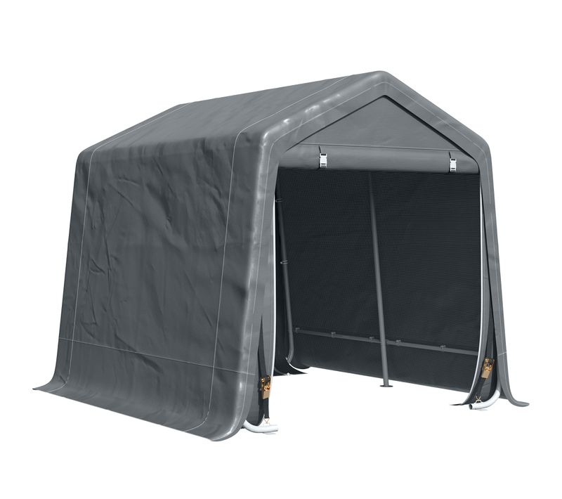 Abri De Jardin - Abri De Vélo - 2 Portes Zippées - Métal Pe Gris