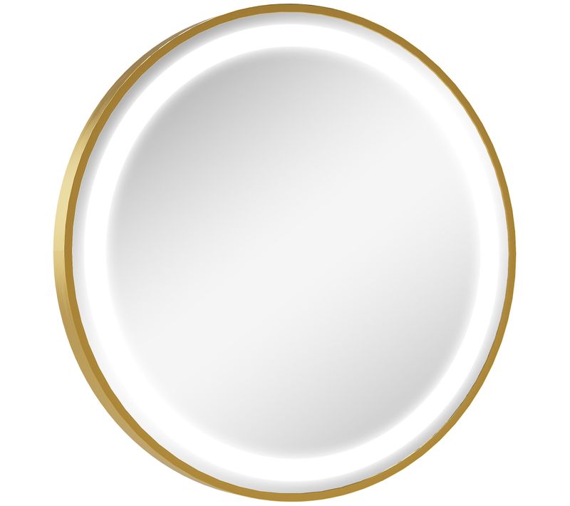 Miroir Rond LED Tactile Réglable Salle De Bain Dia. 60 Cm Alu Doré