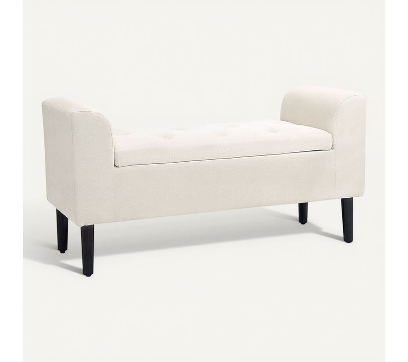 Banquette Coffre De Rangement 2 En 1 Chesterfield Aspect Lin Gris