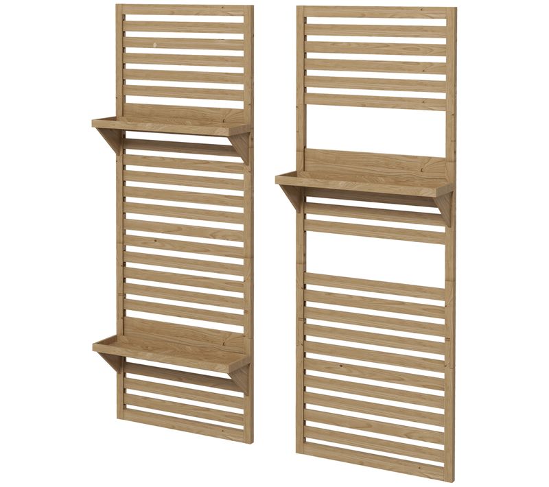 Ensemble Treillage Mural 2 Éléments - 3 Étagères - Bois Sapin Pré-huilé