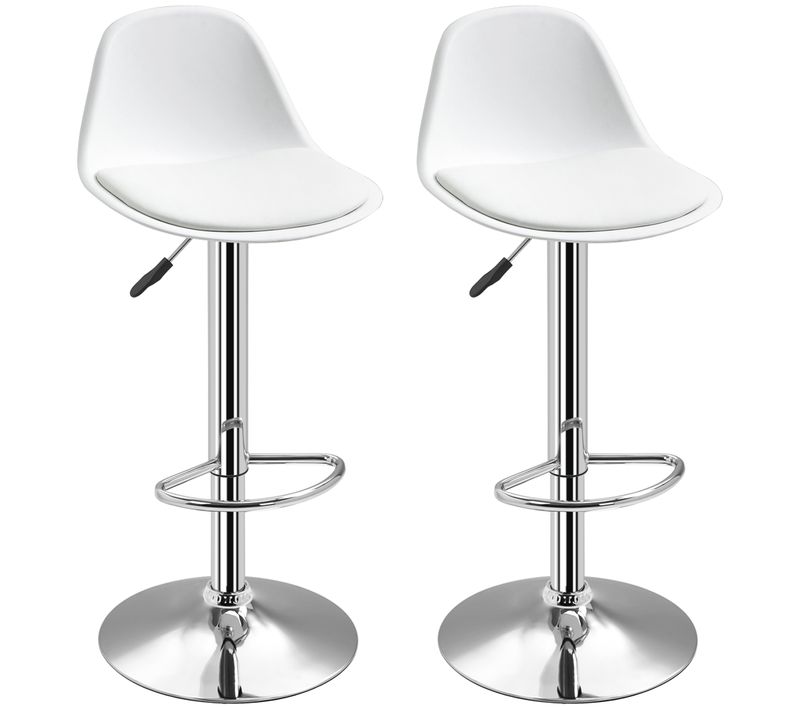 Lot De 2 Tabourets De Bar Design Acier Chromé Blanc