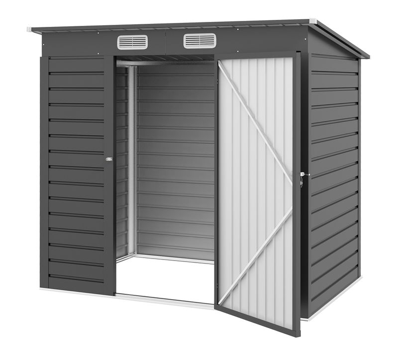 Abri De Jardin 191 X 130 X 166 Cm Porte Verrouillable Tôle Acier Ondulé Gris