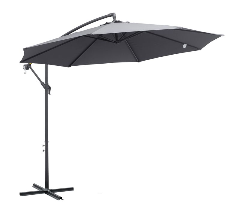 Parasol Déporté Octogonal Rabattable Dia. 3 M Pied En Croix Gris