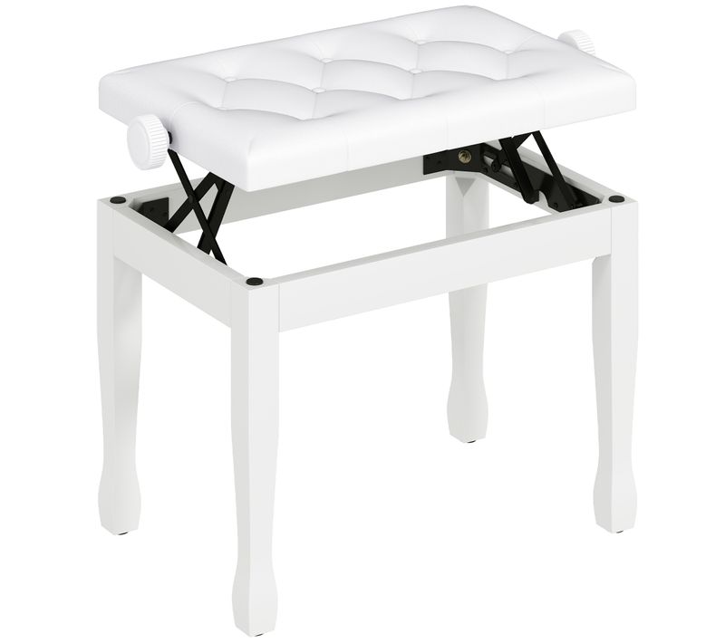 Tabouret De Piano Hauteur Réglable Blanc