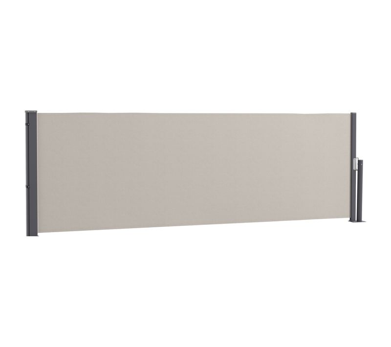 Store Latéral Brise-vue Paravent Rétractable Dim. 3l X 1h M Gris Clair