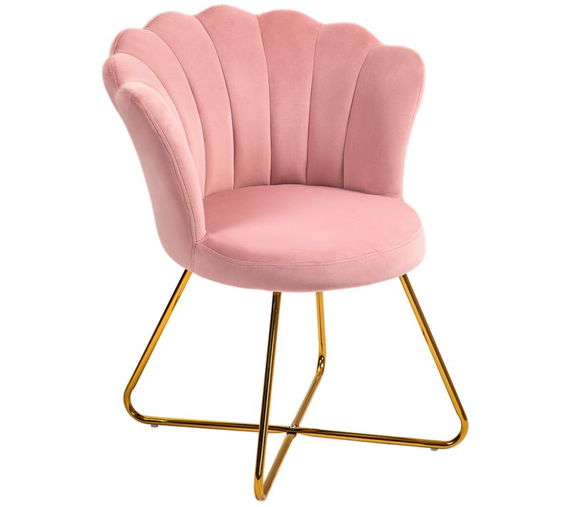 Fauteuil Design Coquillage Piètement Acier Doré Velours