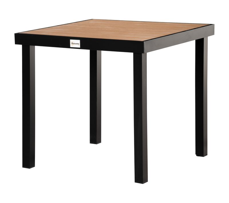 Table De Jardin 2 Pers. 78 X 78 X 74 Cm Alu. Noir Effet Bois